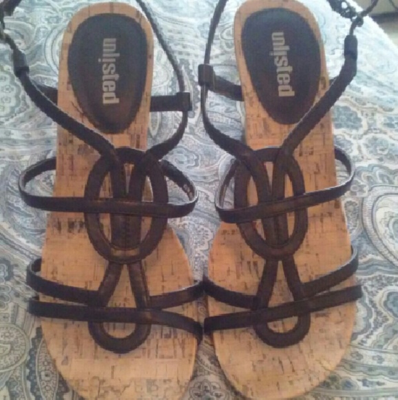 Black Wedge Strappy Sandals