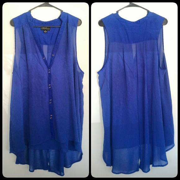 Forever 21 Plus Royal Blue Sleeveless Blouse