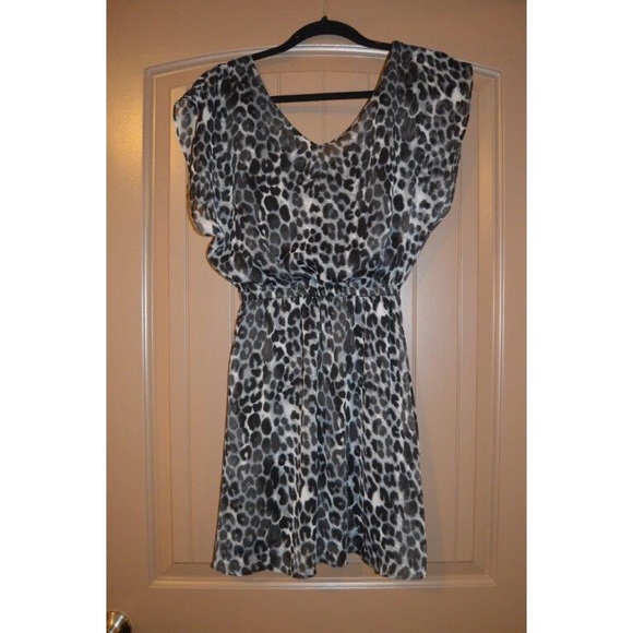 Express black & white leopard print dress