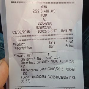 Shipment receipt