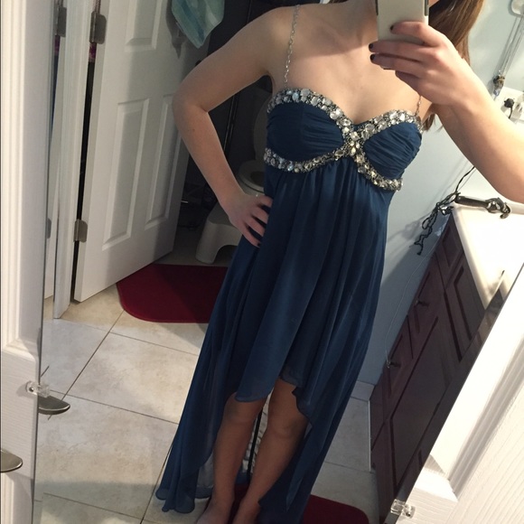 Prom dress  blue with embellishments. Worn once