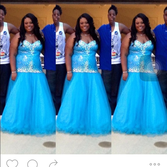 Blush turquoise plus size mermaid prom gown