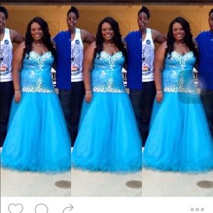 Blush turquoise plus size mermaid prom gown