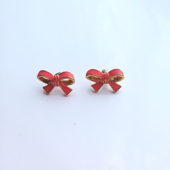 kate spade Skinny Mini Bow Studs in Pink and Gold