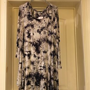 New black wash print dress. Medium.