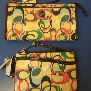 NWT Coach Ikat Signature Zippy Wallet and Wristlet