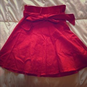 Red tie-waist skirt