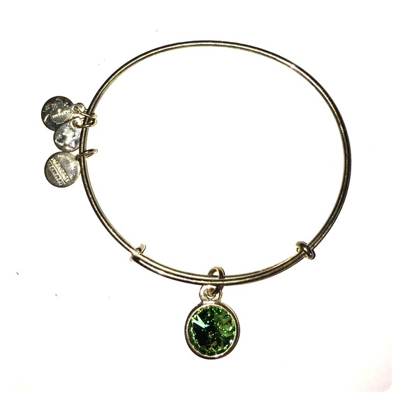 August Birthstone Charm Bangle (silver)