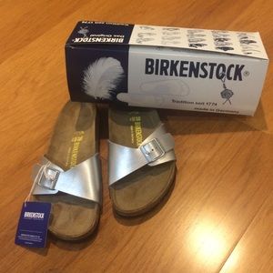 BRAND NEW IN BOX Birkenstock Madrid silver 39