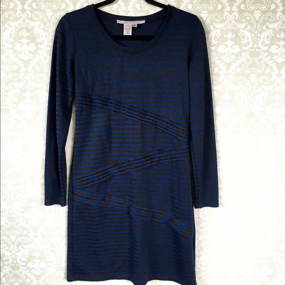 Max Studio blue and black striped dress.
