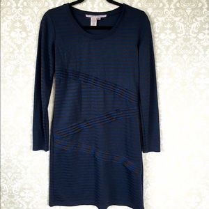 Max Studio blue and black striped dress.