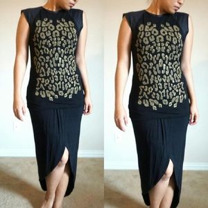 Black Sleeveless Top with Leopard Print