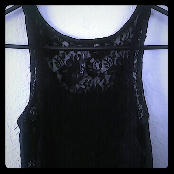 Black sheer lace top
