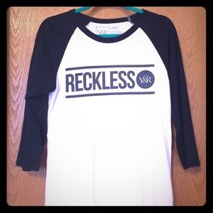 Navy and white Young and Reckless shirt