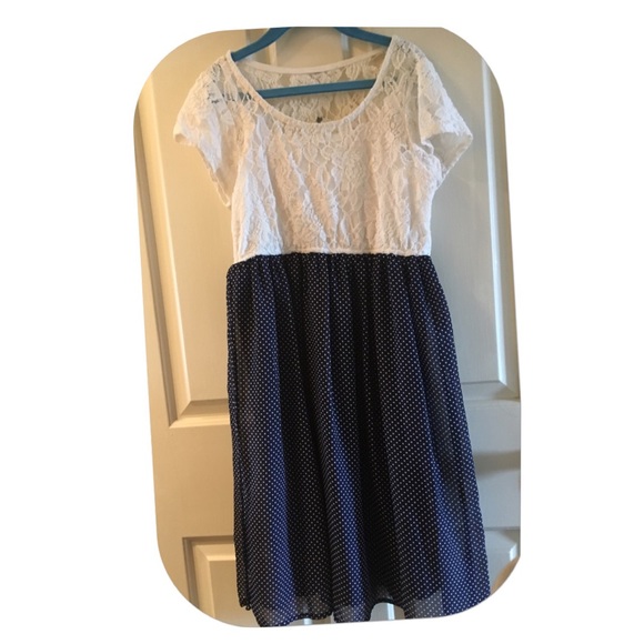 Blue and white lace dress