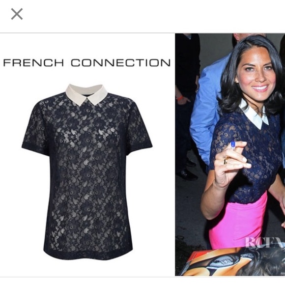 French Connection Vaity Lace Collar Top