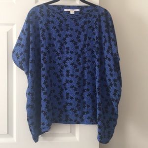 DVF floral print asymmetrical silk top