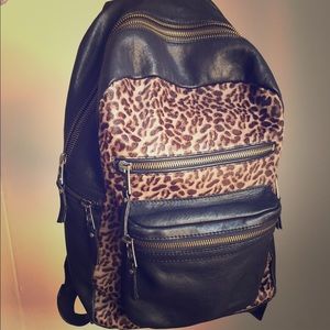 Leather Backpack with Leopard Print By ASH