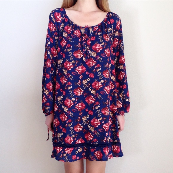 navy floral shift dress - Picture 4 of 5