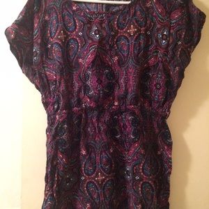 Paisley print short sleeve blouse