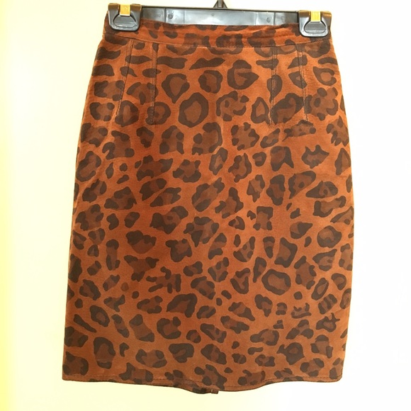 Suede Leather Animal Print Skirt