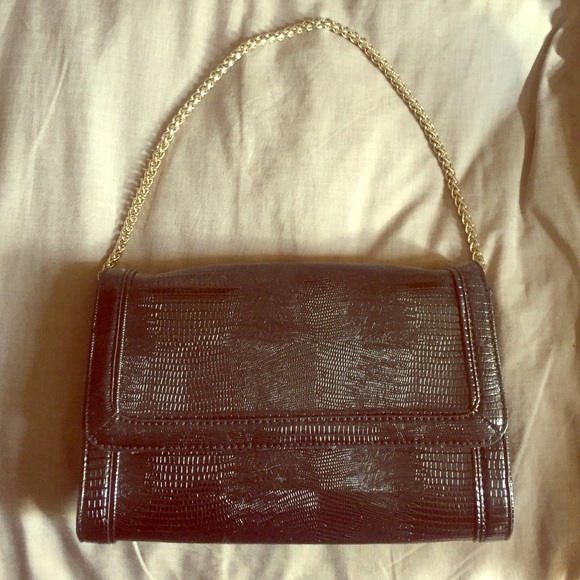 Ann Taylor Loft faux croc skin clutch/shoulder bag