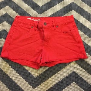 Madewell Red Denim Cutoff Shorts