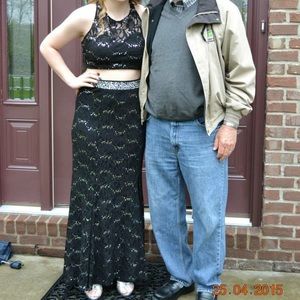 Black/sequin prom dress