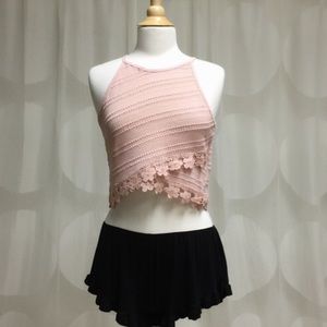 Pink crocheted crop top