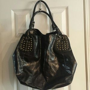 Gorgeous Black Front Gold Stud Hobo Bag