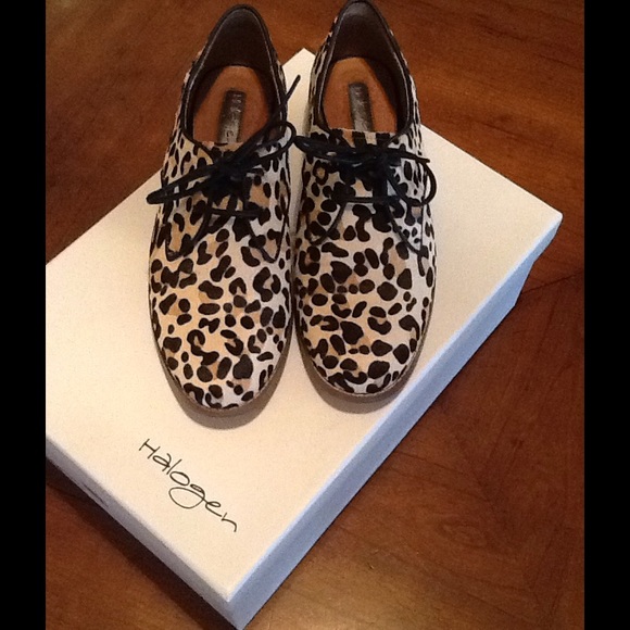 Halogen pony fur lace up oxfords.
