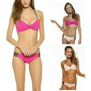 L*Space Reversible Hot Pink Color Block Bikini