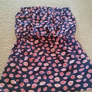 Lips romper/ strapless dress