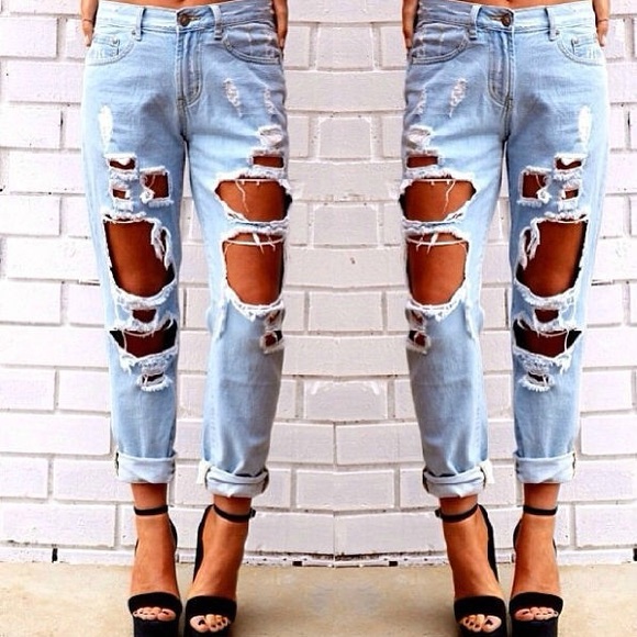 Ashley's Boutique Denim - ripped boyfriend jeans