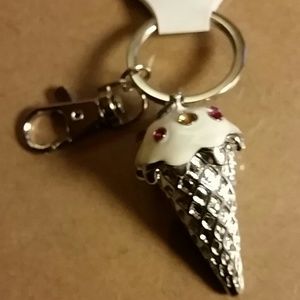 3D Ice Cream Keychain with Rainbow Stone Sprinkles