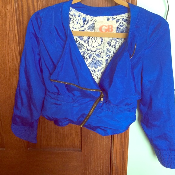 Electric Blue Crop Asymmetrical Jacket