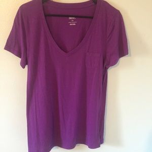 Purple Vneck Tshirt Top with Pocket