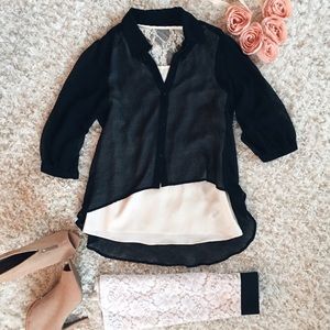 Sheer Black High-Low Top