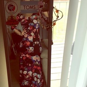 elegant floral maxi dress with strappy back