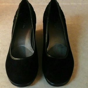 Kate Ann Black Velvet Wedge Shoes