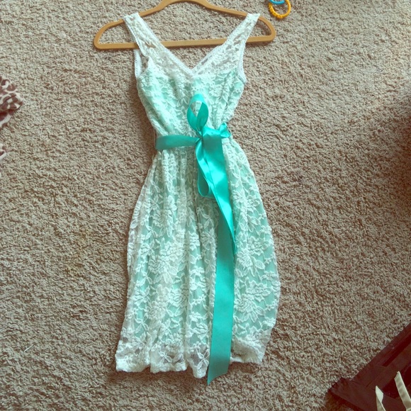 Mint Green All Over Lace Dress