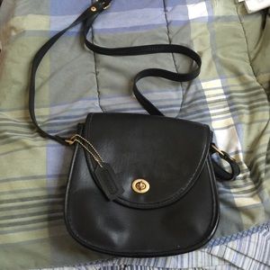 Coach black leather crossbody