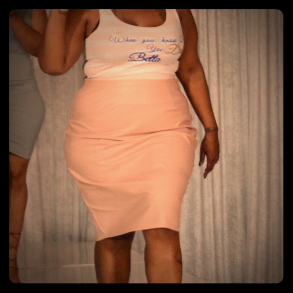 Faux leather nude skirt