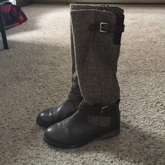 Brown Tweed & Leather Boots