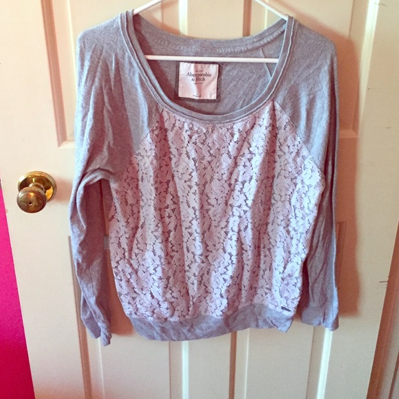 Abercrombie Gray Lace Long Sleeve