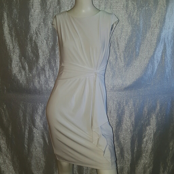 White mid thigh form-fitting dress