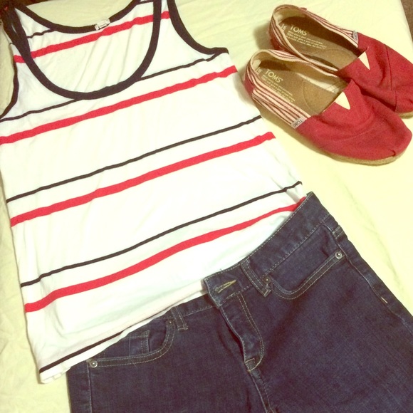 Jcrew tank top with navy and red stripes