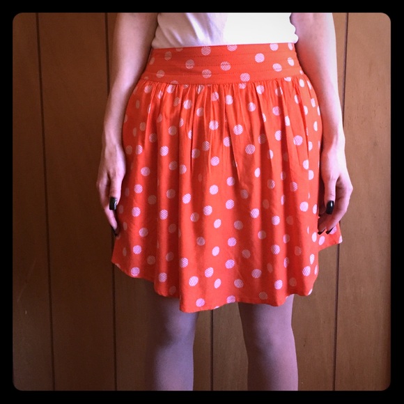 Orange, white polka dot skirt - Picture 1 of 3