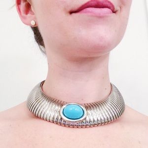 Vintage, 80's Sterling Silver & Turquoise Necklace