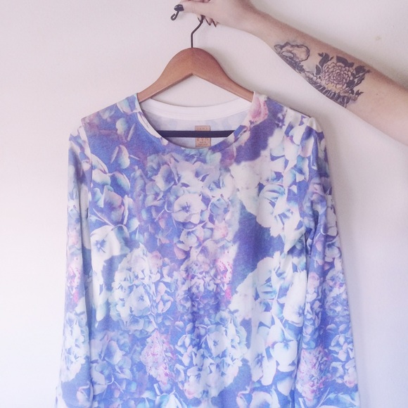 Lavender Flower Print Sweater